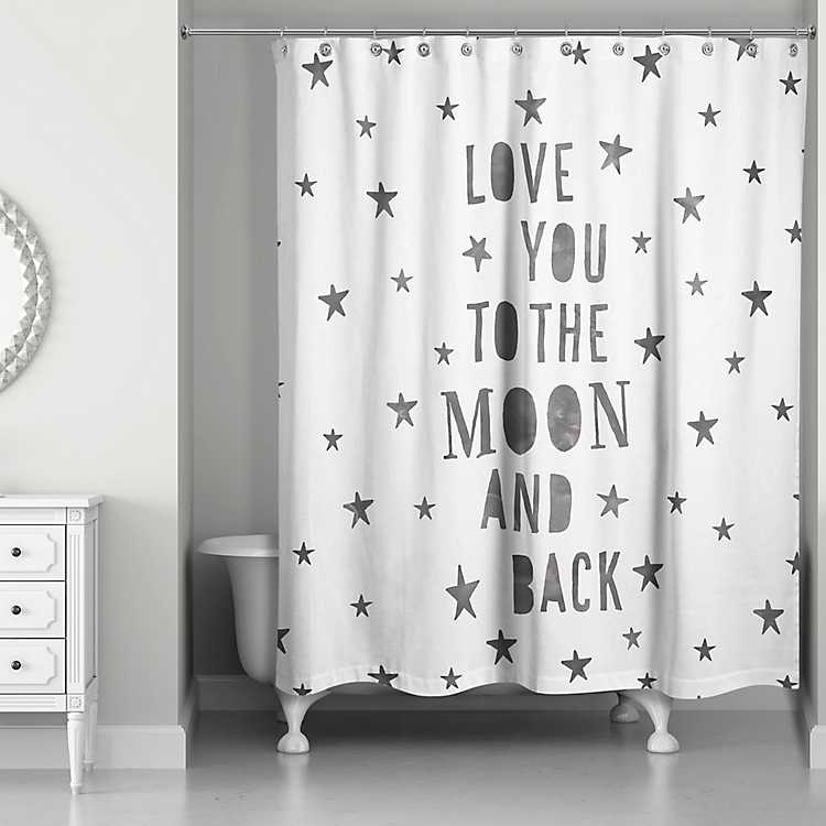 Love You To The Moon Shower Curtain, Moon Shower Curtain