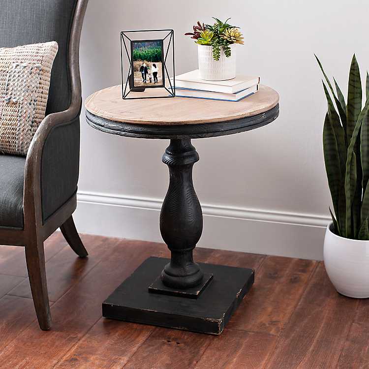 Round Black Pedestal Side Table Kirklands, Round Pedestal Side Table With Drawer