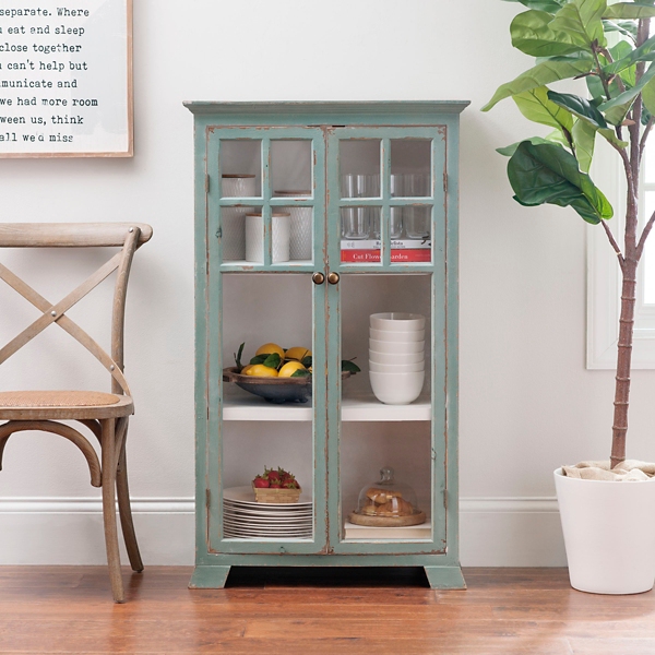 Turquoise Double Wood with Glass Doors Kirklands Home