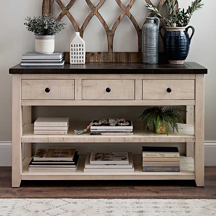 Franklin 3 Drawer 2 Shelf Console Table, Console Table With Shelves