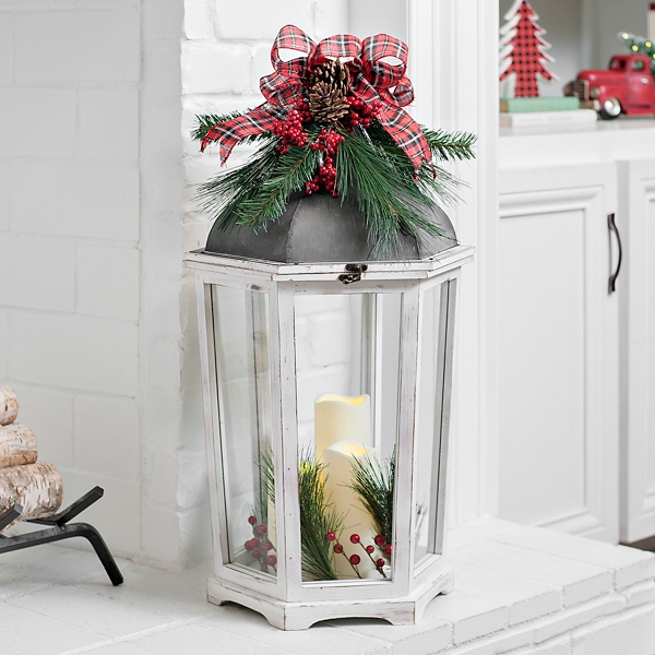 White 3-Pillar LED Christmas Lantern | Kirklands Home