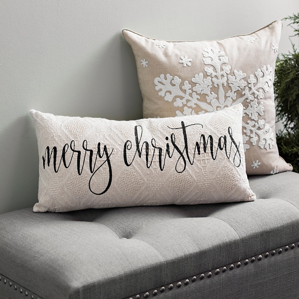 Black Merry Christmas Knit Accent Pillow Kirklands Home