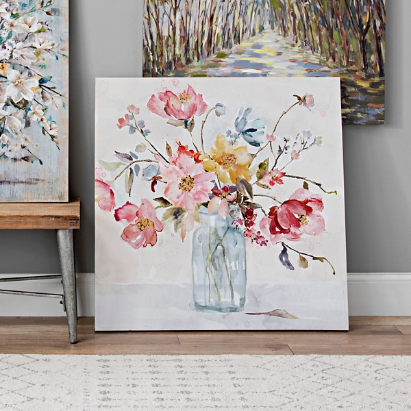 Watercolor Floral Vase Canvas Art Print | Kirklands