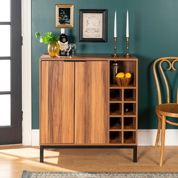 Teak Wood Bar Cabinet With Wine Storage Kirklands