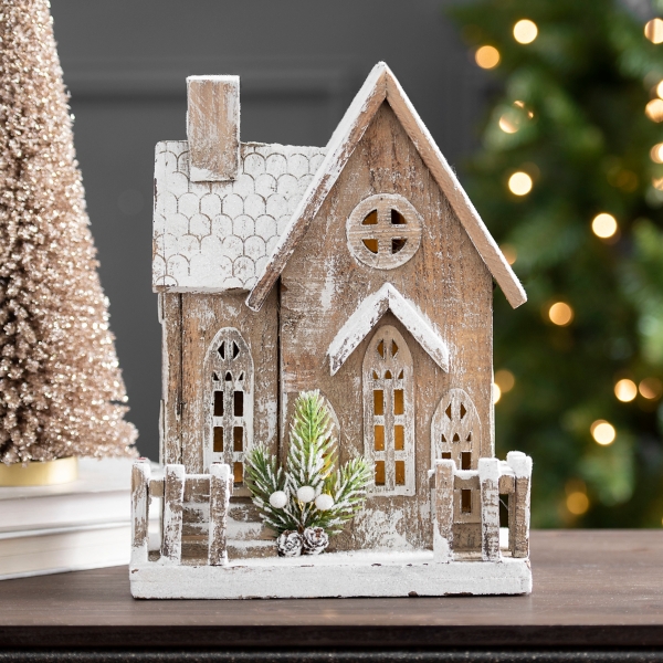 Wooden Christmas House LED Statue | Kirklands Home