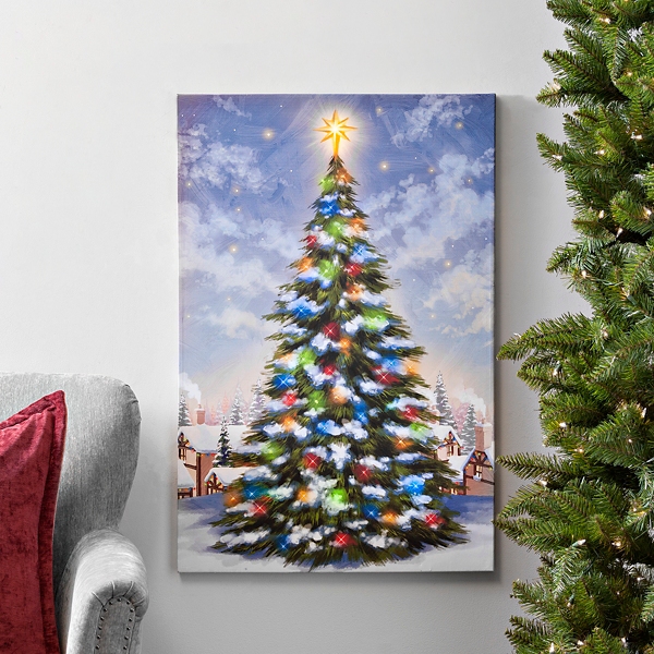 Pre-Lit Christmas Tree LED Canvas Art Print