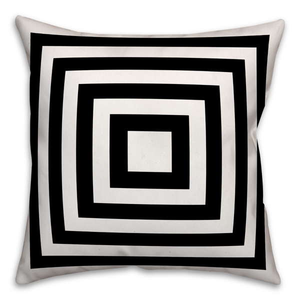 Black and White Geometric Stripes Outdoor Pillow | Kirklands