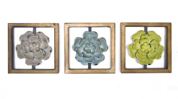 Metal Flowers Framed Wall Plaques, Set of 3 Kirklands Home