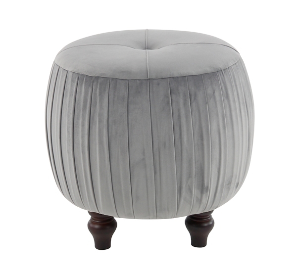 Gray Pleated Round Ottoman | Kirklands Home
