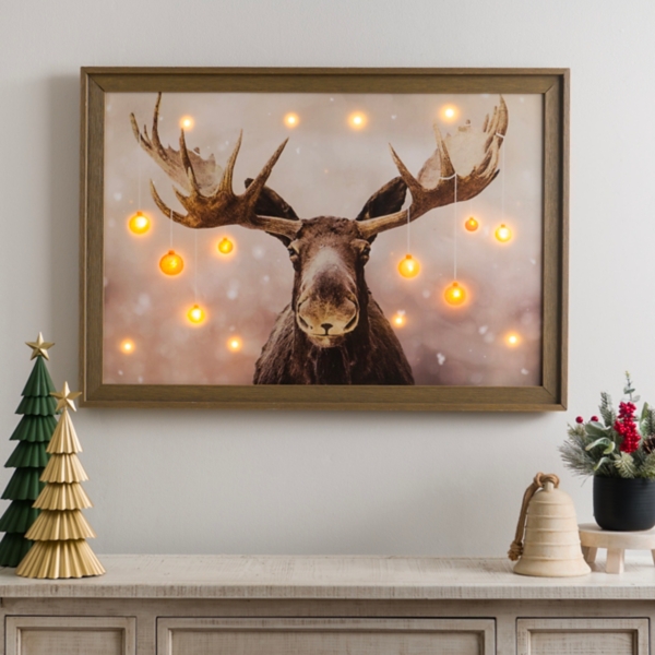 Pre-Lit Elmer the Moose Framed Canvas Art Print