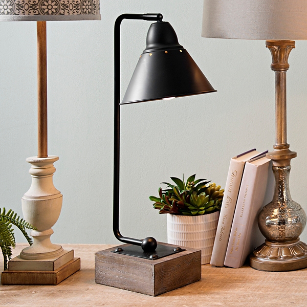 Black wood table deals lamp