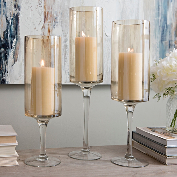 set of 3 hurricane candle holders