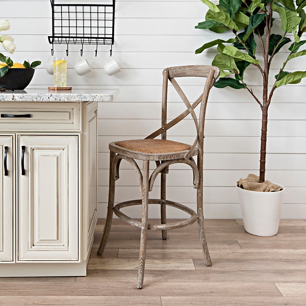 Weathered Finish X Back Counter Stool Kirklands