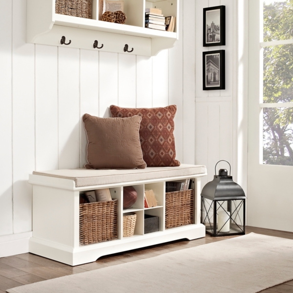 Small storage deals bench with baskets