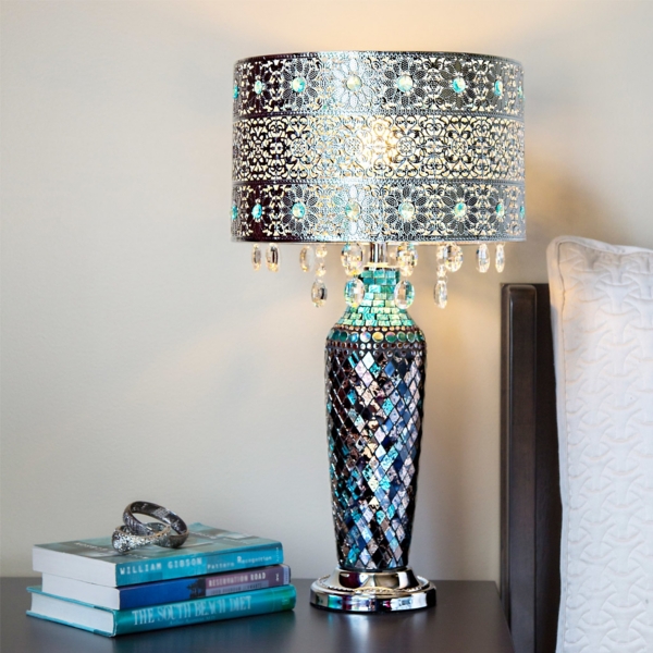 blue mosaic table lamp