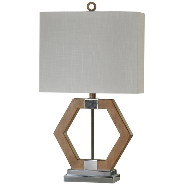 geometric wood table lamp