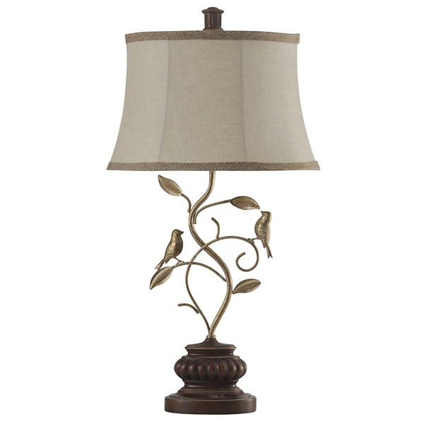 table lamp with birds on the base