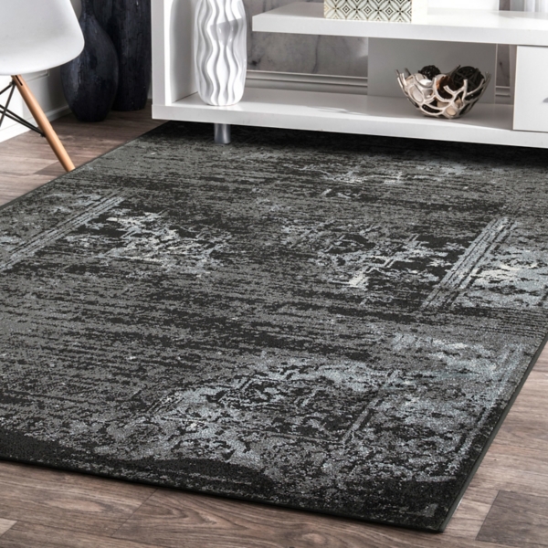 Black Distressed Traditional Area Rug 8x10 Kirklands