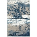 Blue and Cream Abstract Area Rug, 5x7