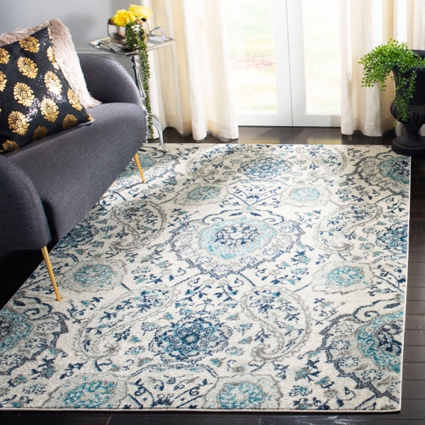 Blue and Gray Madison Medallion Area Rug, 5x7