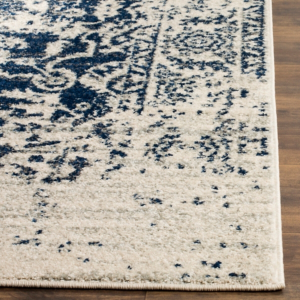 Navy and Cream Madison Distressed Area Rug