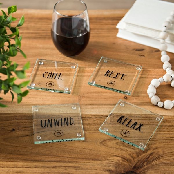 glass coasters with holder