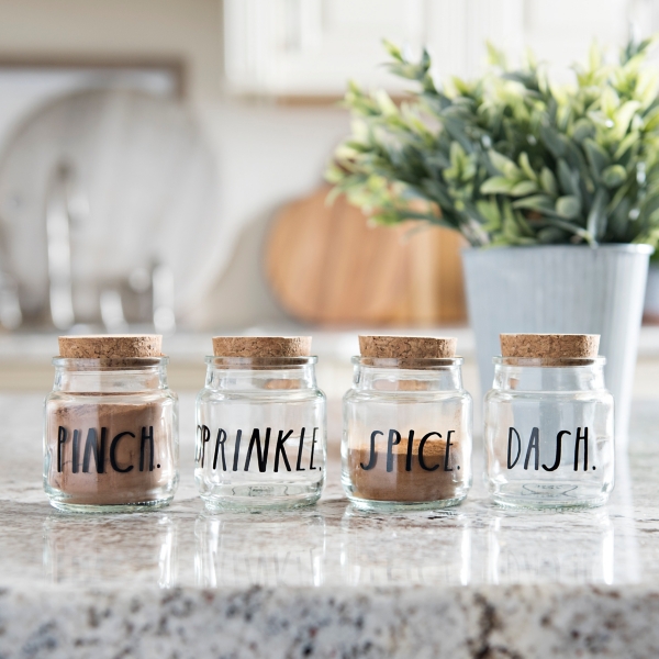 Rae Dunn Glass Spice Jars Set of 4