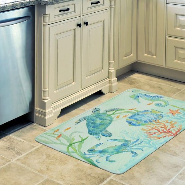 Sea Life Serenade Coastal Memory Foam Cushioned Floor Mat