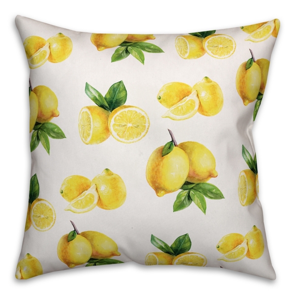 Bright Yellow Lemons Outdoor Pillow 