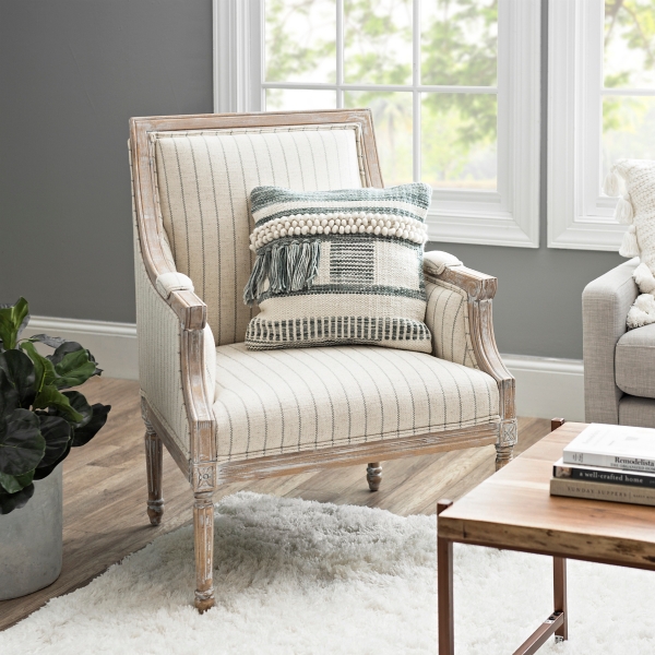 Gray and discount white striped chair