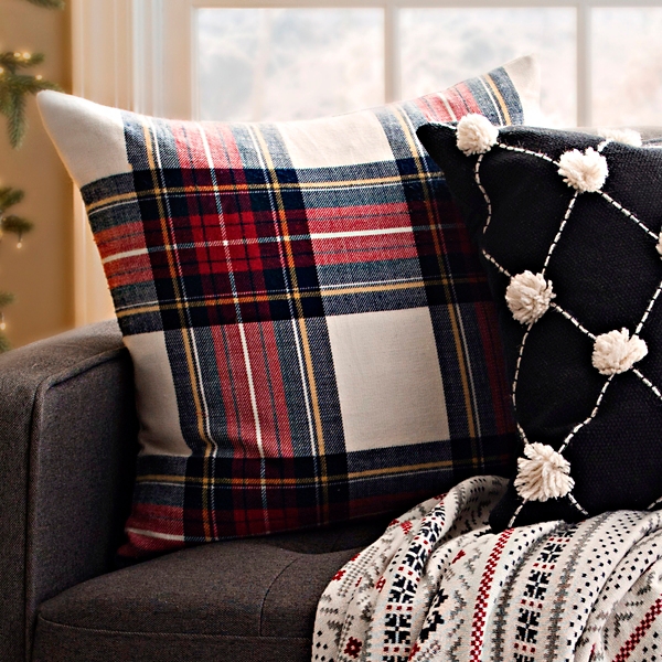 Blue Red And Ivory Plaid Pillow Kirklands