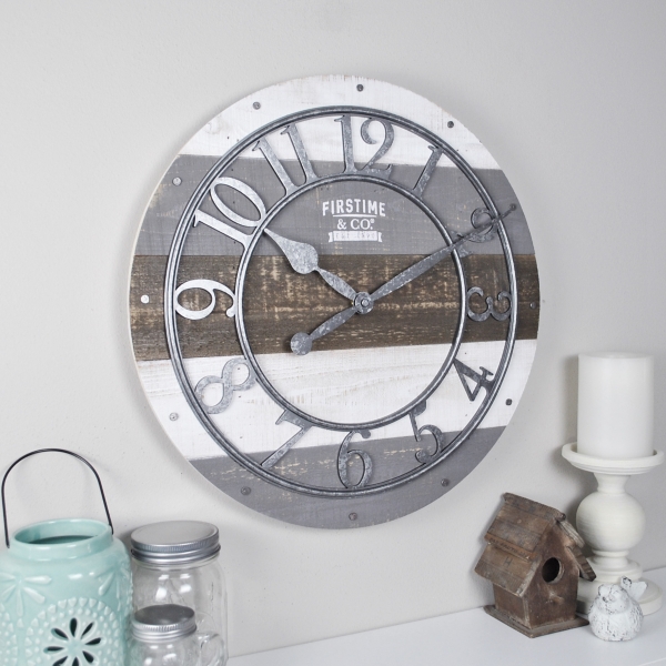 Shabby Wood Plank Wall Clock Kirklands Home   189500 1