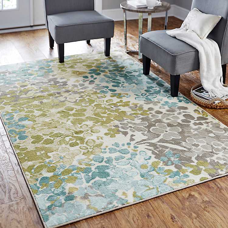 Aqua And Green Radiance Accent Rug, Living Room Accent Rugs