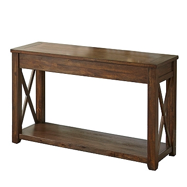 Black and Rustic Oak Wood Farmhouse Console Table