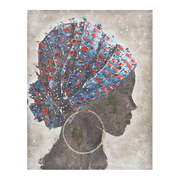 African Woman Profile In Blue Canvas Art Print Kirklands