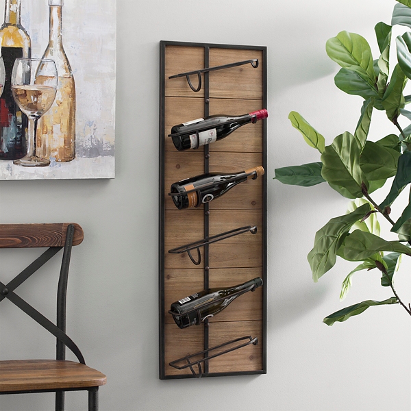 Wood and Metal 6 Bottle Wine Rack