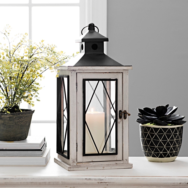 White and Black Emelyn Lantern Kirklands Home