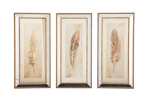 Distressed Feather Framed Art Prints, Set of 3 | Kirklands Home