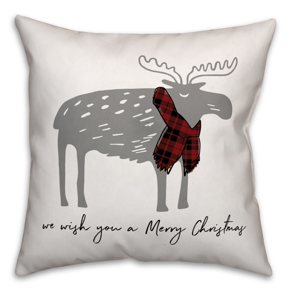 Winter Merry Christmas Moose Pillow 