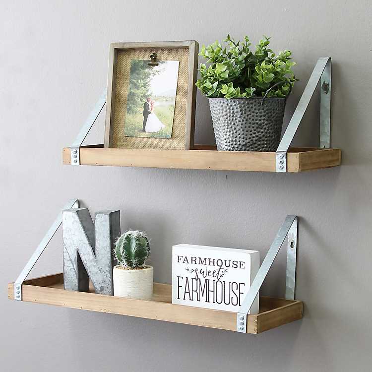 Wood L Shaped Shelves With Metal Frame, L Shaped Shelves