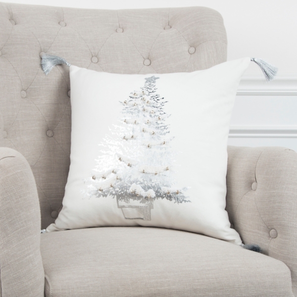 silver christmas pillows