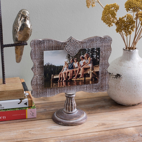 Rustic Pedestal Photo Frame with Diamond Clip, 4x6 Kirklands Home