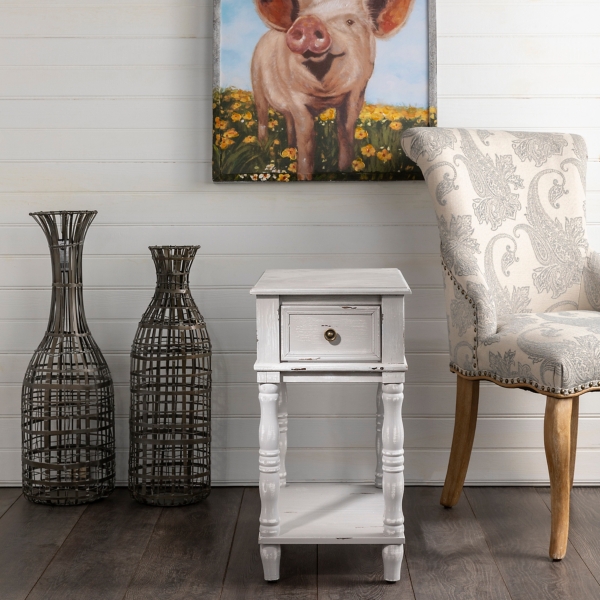 Chalk Gray 1 Drawer Accent Side Table Kirklands