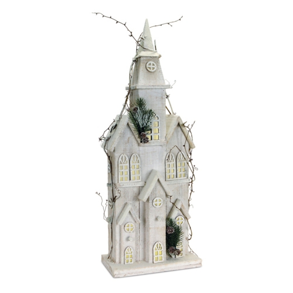 Pre-Lit Rustic Wooden Church