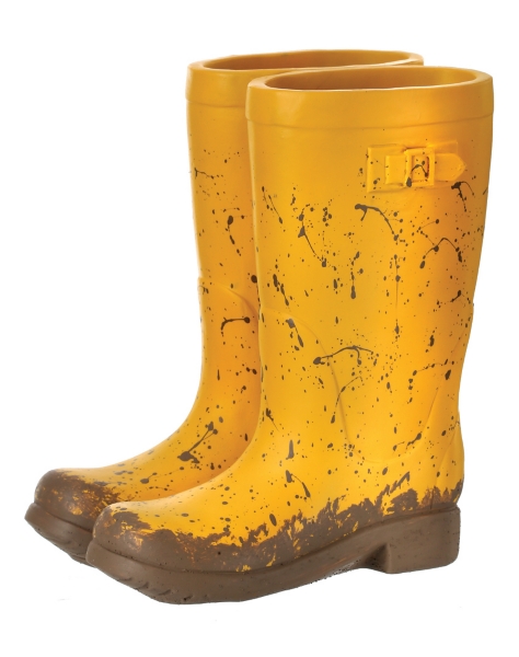 yellow mud boots