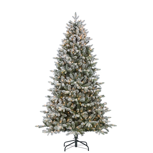 7.5 ft. Pre-Lit Flocked Swiss Fir Christmas Tree | Kirklands Home