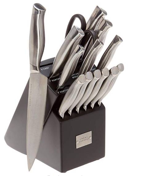 Emeril Lagasse 6 Piece Stainless Steel Knife Block Set 4 Knives