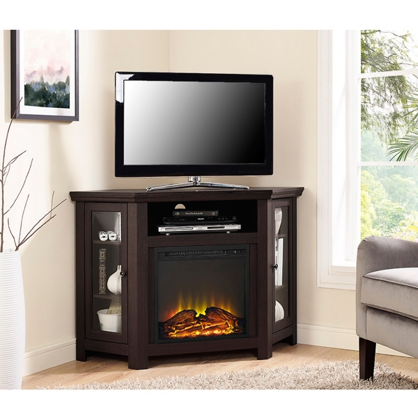 Espresso Electric Fireplace Corner Media Console Kirklands Home