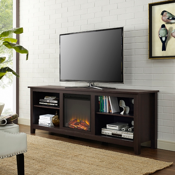 Espresso TV Media Console with Electric Fireplace Kirklands Home