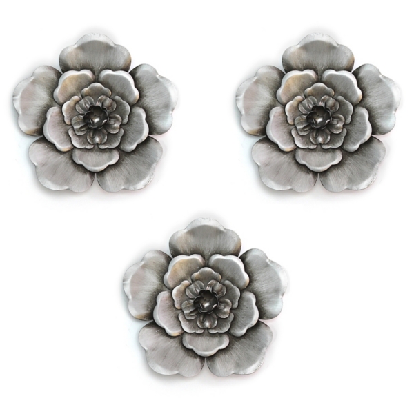 Silver Metal Flower Wall Plaques Set Of 3 Kirklands